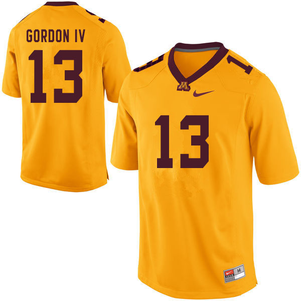 Men #13 James Gordon IV Minnesota Golden Gophers College Football Jerseys Sale-Yellow - Click Image to Close